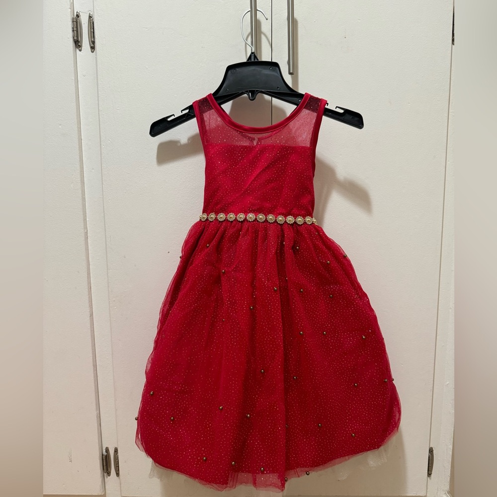 AmericanPrincess red and gold Tulle Dress girls size 6